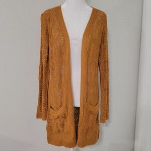 Market & Spruce Women Open Knit Cardigan Sweater Small Lightweight Spring Office